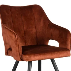 Armlehnenstuhl in Rost Braun Velours - Welinda