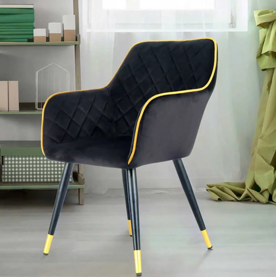 Armlehnenstuhl in Schwarz und Gold - Scope