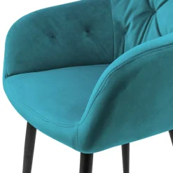 Armlehnenstuhl in Türkis Blau Samt - Benitov