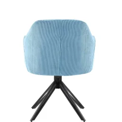 Armlehnenstuhl mit Cord in Hellblau - Vacca (2er Set)