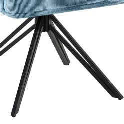 Armlehnenstuhl mit Cord in Hellblau - Vacca (2er Set)