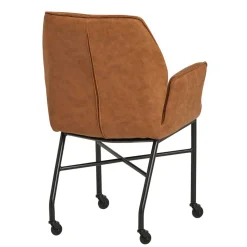 Armlehnenstuhl mit Rollen in Braun Microfaser - Echora (2er Set)