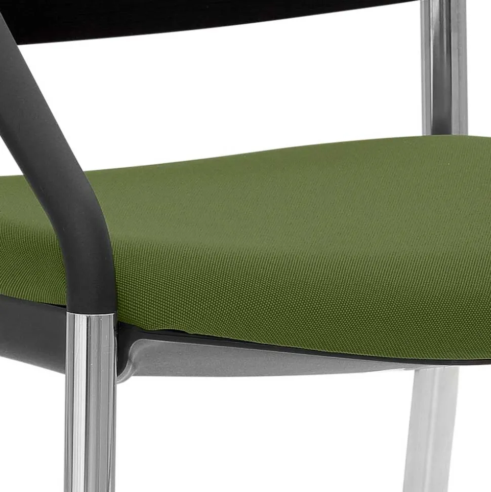 Armlehnenstuhl zum Stapeln in Schwarz & Oliv - Zudios
