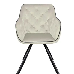 Armlehner Polsterstuhl in Creme Samt - Pape