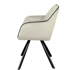 Armlehner Polsterstuhl in Creme Samt - Pape