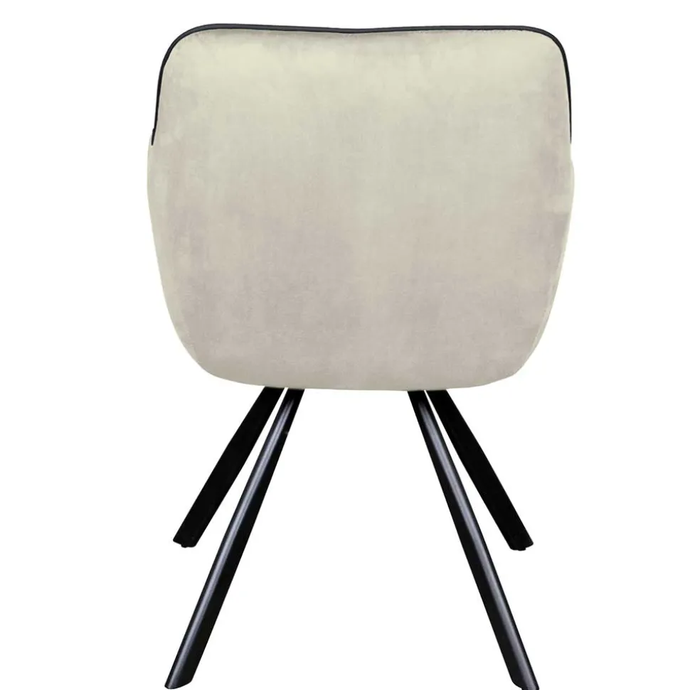 Armlehner Polsterstuhl in Creme Samt - Pape