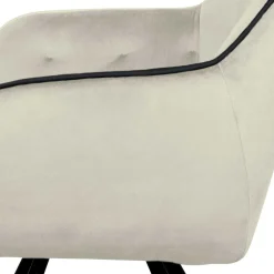 Armlehner Polsterstuhl in Creme Samt - Pape