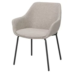 Armlehnstuhl aus Webstoff Hellgrau - Beau (2er Set)