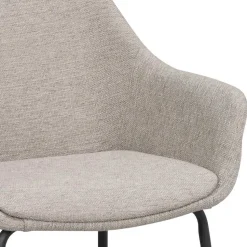 Armlehnstuhl aus Webstoff Hellgrau - Beau (2er Set)