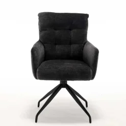 Armlehnstuhl in Anthrazit Chenille - Emgo (2er Set)