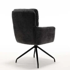 Armlehnstuhl in Anthrazit Chenille - Emgo (2er Set)