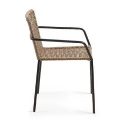 Armlehnstuhl in Beige & Schwarz - Locoro (4er Set)