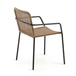 Armlehnstuhl in Beige & Schwarz - Locoro (4er Set)