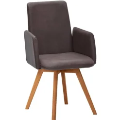 Armlehnstuhl in Dunkelbraun und Wildeiche - Willy