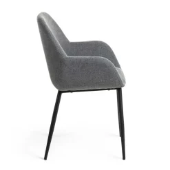 Armlehnstuhl in Dunkelgrau Chenille - Miami (4er Set)