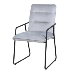 Armlehnstuhl in Hellgrau Samt - Chaleur (2er Set)