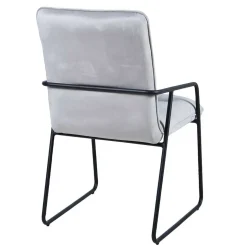 Armlehnstuhl in Hellgrau Samt - Chaleur (2er Set)