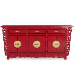 Asia Design Sideboard aus Massivholz in Rot - Iscian