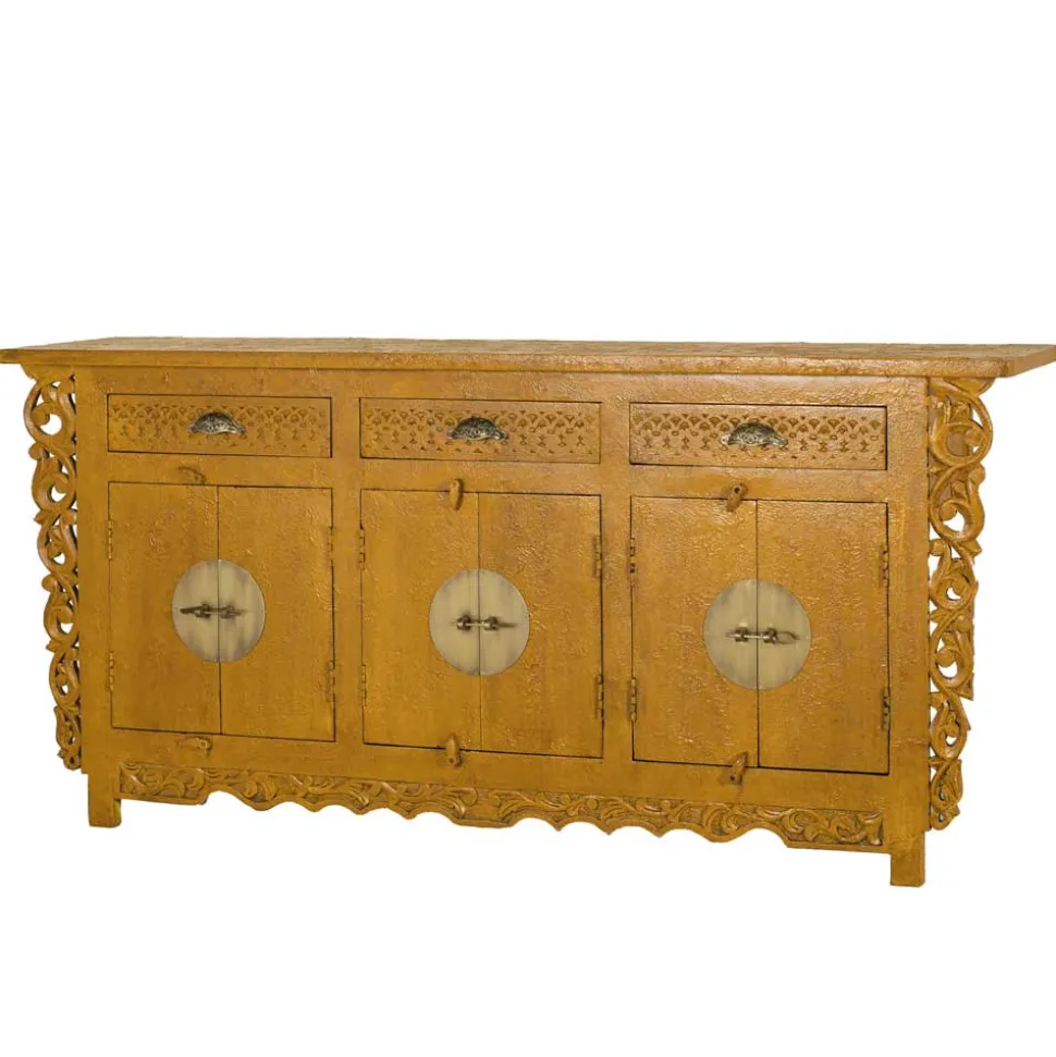 Asia Style Sideboard in Ocker Gelb - Nelu
