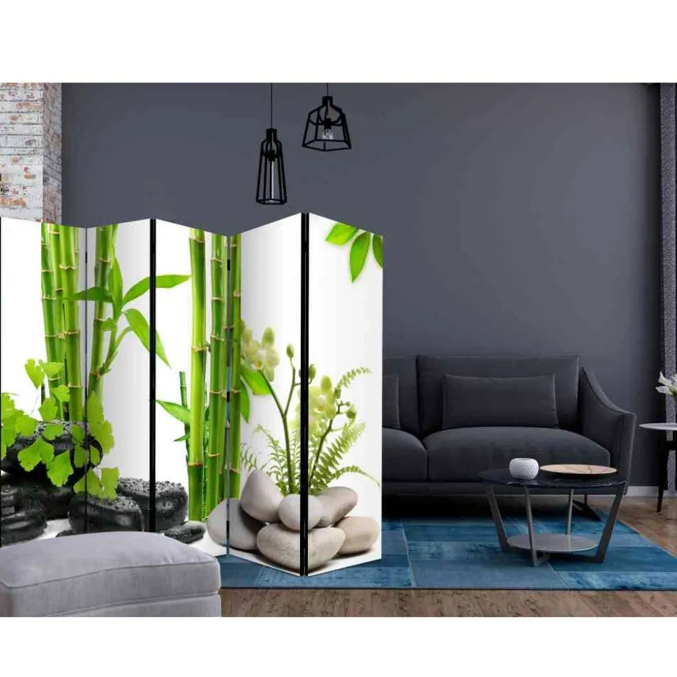 Asian Style Paravent Bambus & Kiesel - Zoom