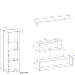 Ausgefallene Wohnwand Möbel Set - Nonessia (vierteilig)