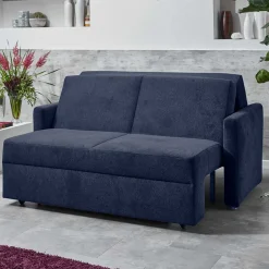 Ausklappbare Bettcouch in Blau Stoff - Jeen