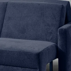 Ausklappbare Bettcouch in Blau Stoff - Jeen