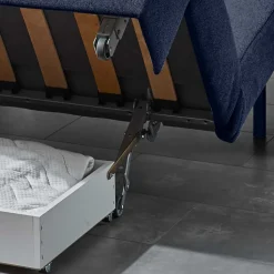 Ausklappbare Bettcouch in Blau Stoff - Jeen