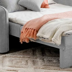 Ausklappbare Couch in Hellgrau Veloursbezug - Kidur