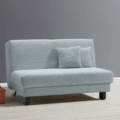 Ausklappbares Sofa aus Cord in Hellblau - Rachel