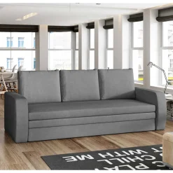 Ausklappbares Sofa in Grau Samt - Lodeves