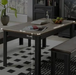 Ausziehbarer Landhaustisch in Dunkelgrau - Thumbs