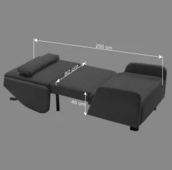 Ausziehbarer Ohrensessel mit Bettfunktion - Actina