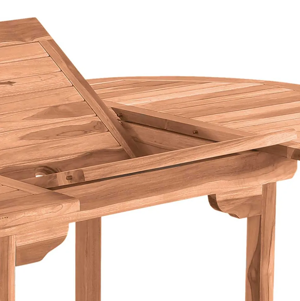 Ausziehbarer Teakholz Gartentisch rund oval - Klahuma