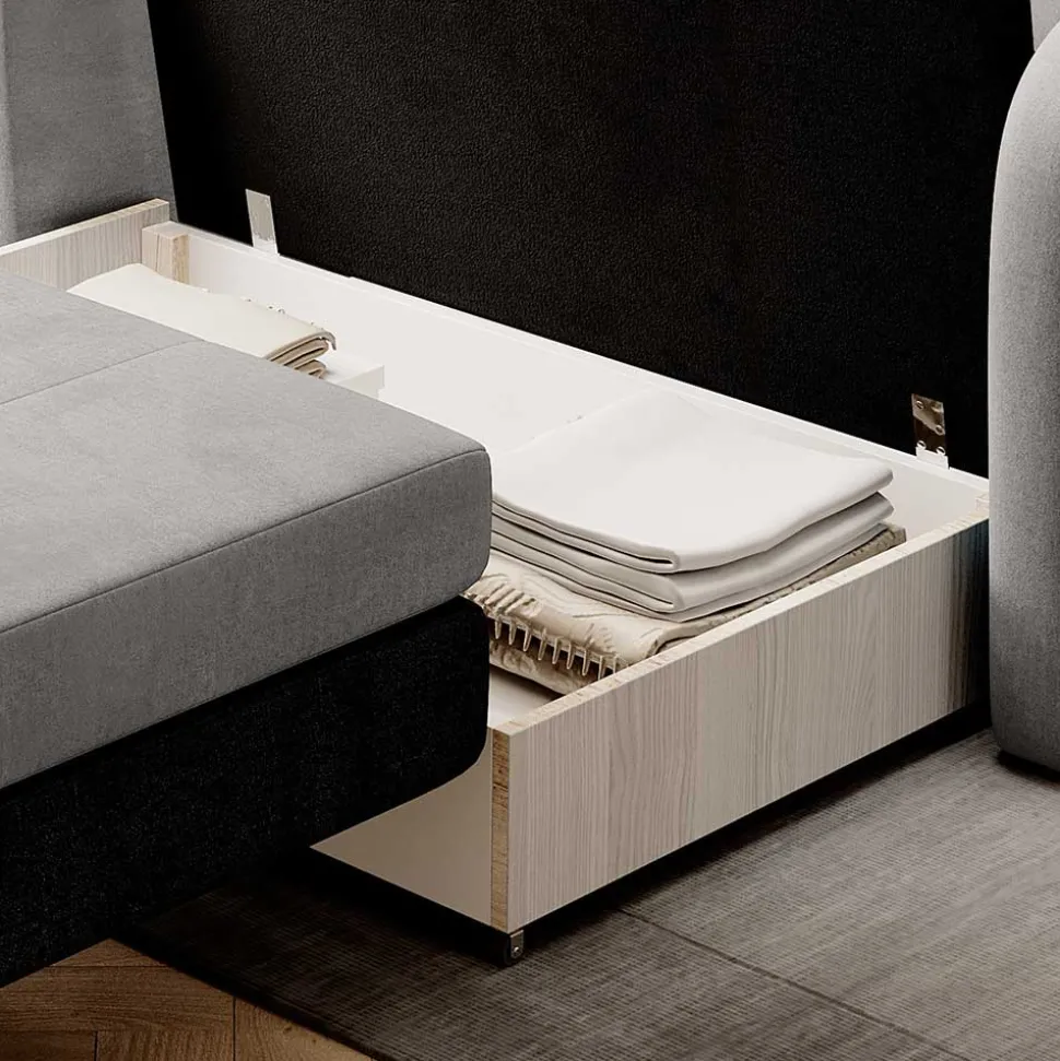 Ausziehcouch in Hellgrau und Rosenholz - Kedany