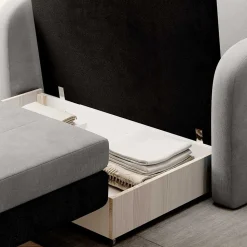 Ausziehsofa in Hellgrau Veloursbezug - Mocart