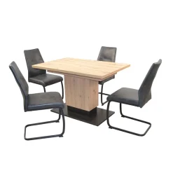 Ausziehtisch & Schwingstühle Set - Gedeon (fünfteilig)