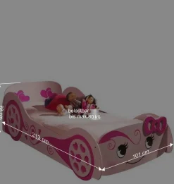 Autobett mit Matratze in Rosa mit Pink - Bageria