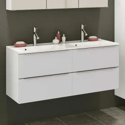 Bad 2 Becken Waschtisch in Weiß - Livendas