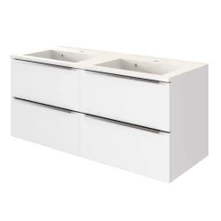 Bad 2 Becken Waschtisch in Weiß - Livendas