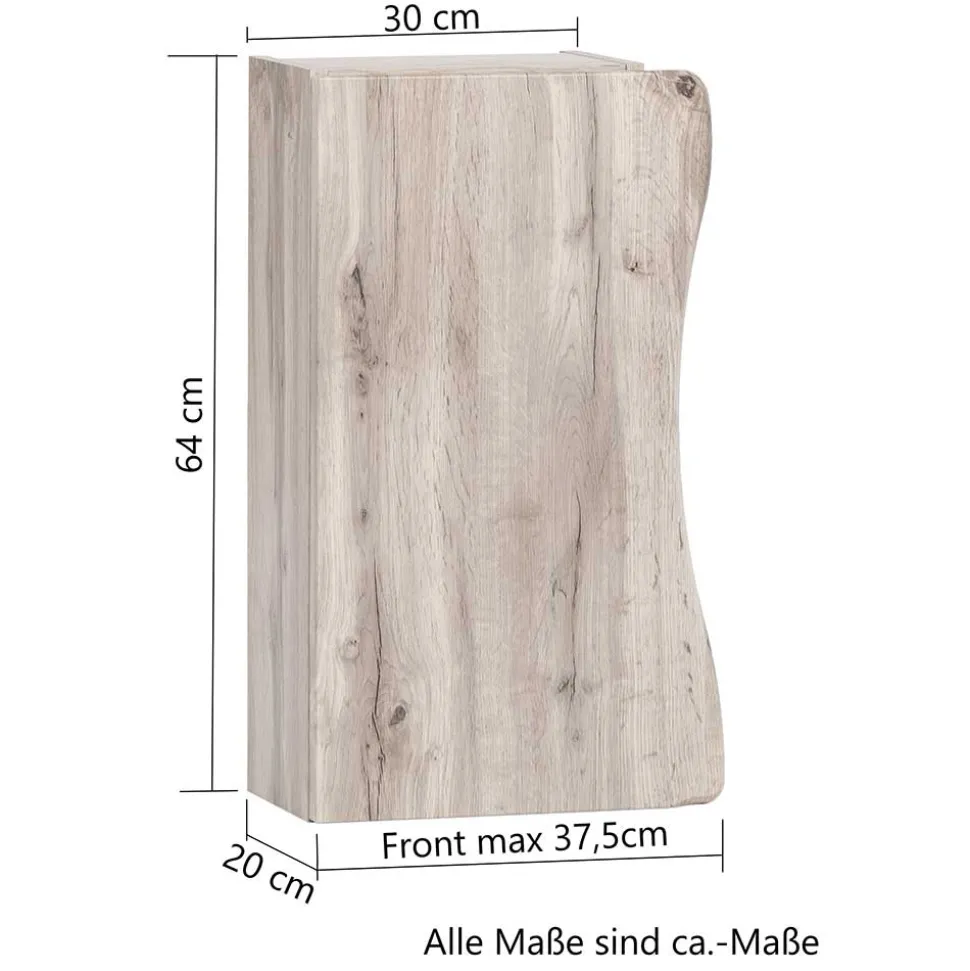 Bad Hängeschrank in Baumkante Wildeiche Optik - Breznia