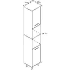 Bad Hochschrank in Weiß und Anthrazit - Rondja