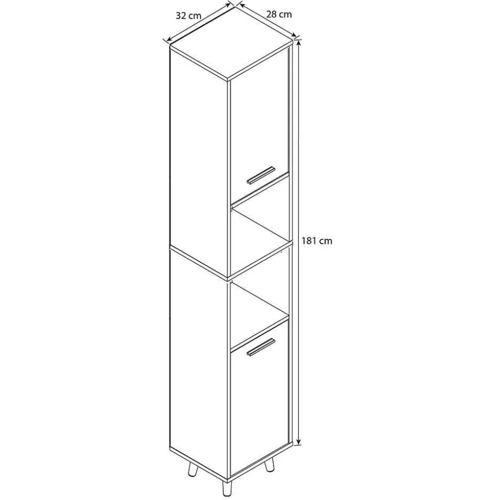 Bad Hochschrank in Weiß und Anthrazit - Rondja