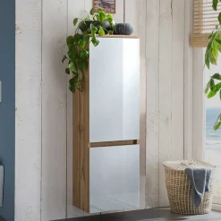 Bad Midischrank in Weiß Glas & Wildeiche - Vrendina