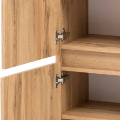 Bad Midischrank in Weiß Glas & Wildeiche - Vrendina