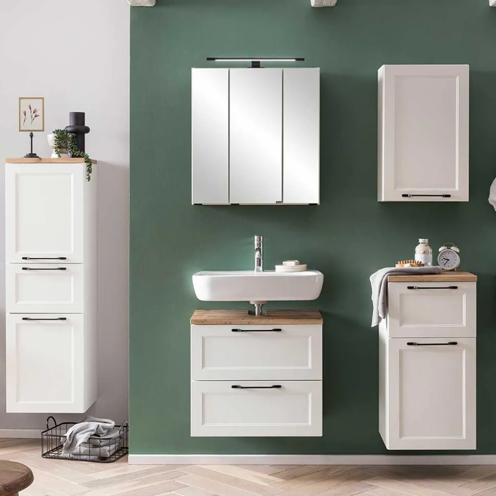 Bad Midischrank in Weiß mit Wildeiche - Gyatso