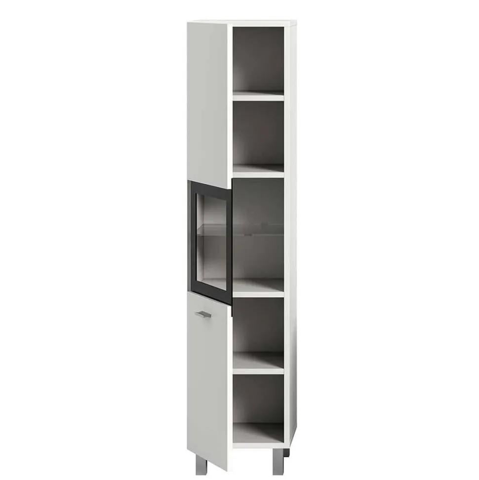 Bad Midischrank mit Glaseinsatz in Weiß - Harmone