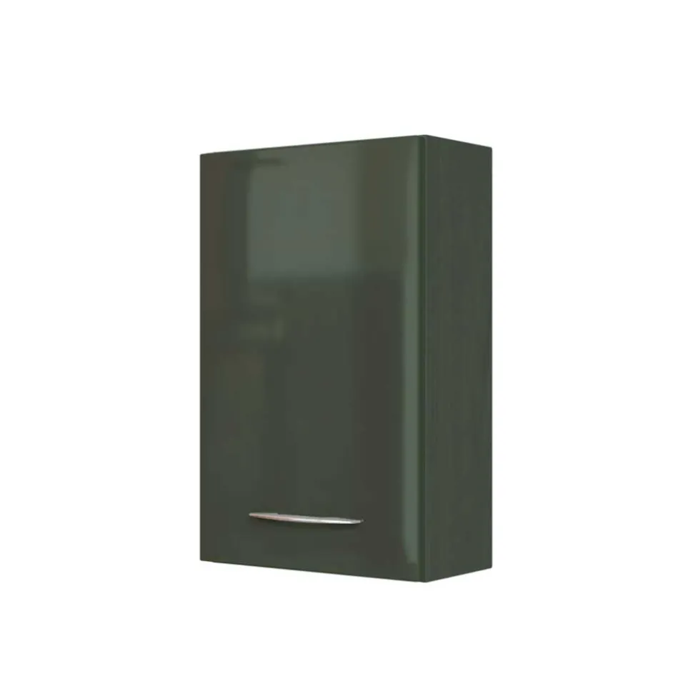 Bad Oberschrank in Dunkelgrau Hochglanz Mladen 1-türig