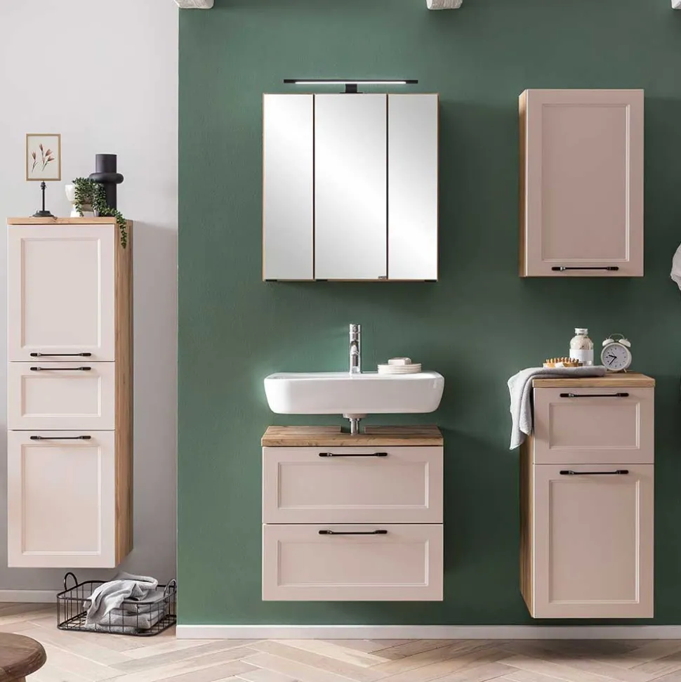 Bad Oberschrank in Hellgrau und Wildeiche - Trioto