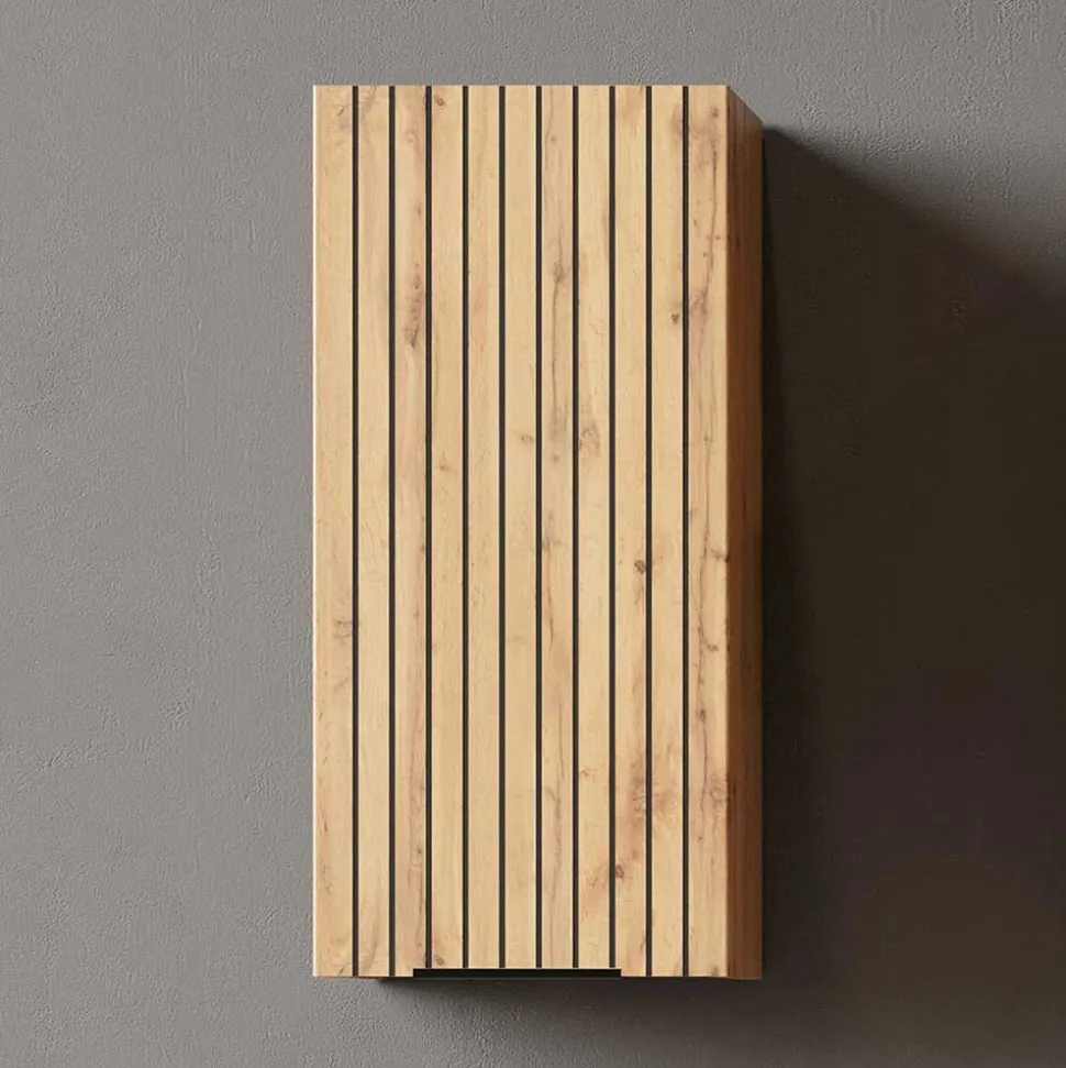 Bad Oberschrank in Wildeiche mit Schwarz - Crystoga